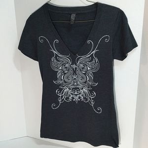 Women's L VTG T Shirt Top NOTW Grey Gray Silver